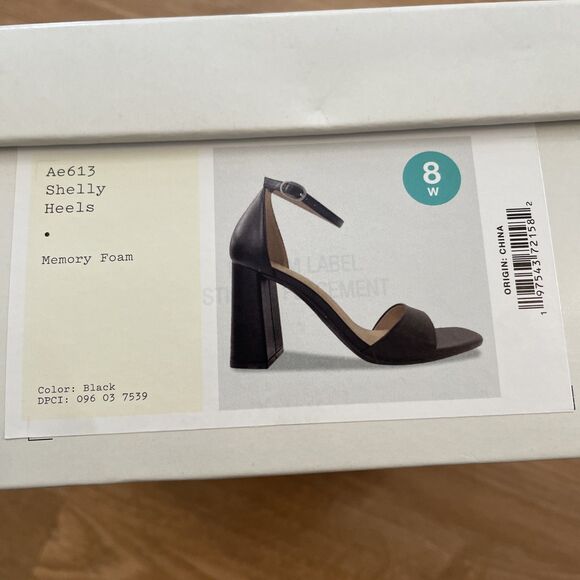 A New Day Shelly Heels Black 8 Wide Women’s Ankle Strap Block Memory Foam NEW - Picture 4 of 16